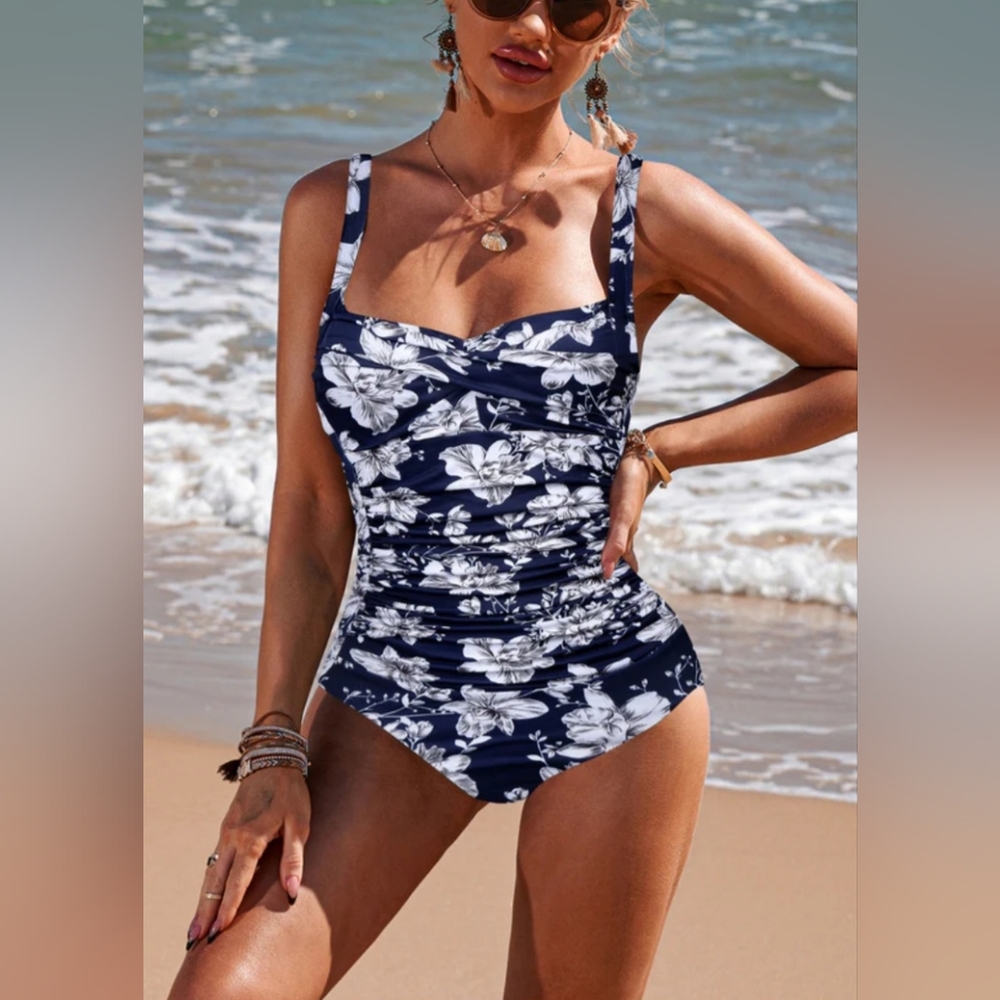 Floral Navy One Piece Swimsuit L